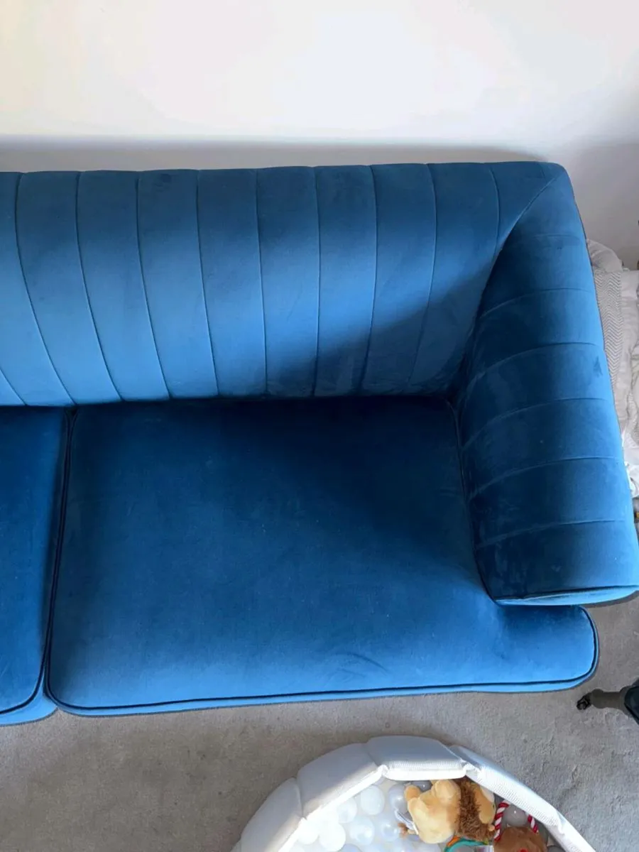 Enchanted 4 seater DFS Sofa - Blue Velvet - Image 4