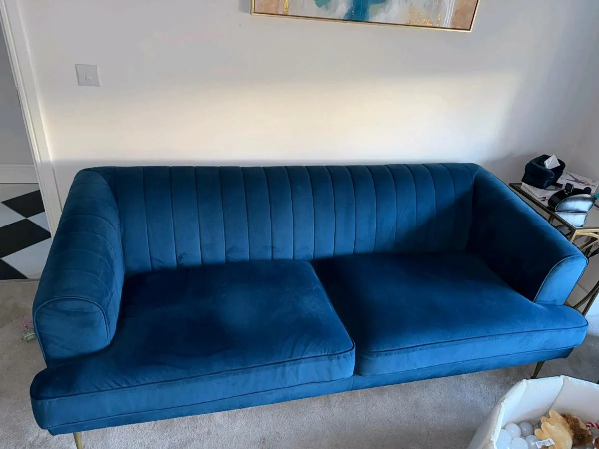 Enchanted 4 seater DFS Sofa - Blue Velvet - Image 1