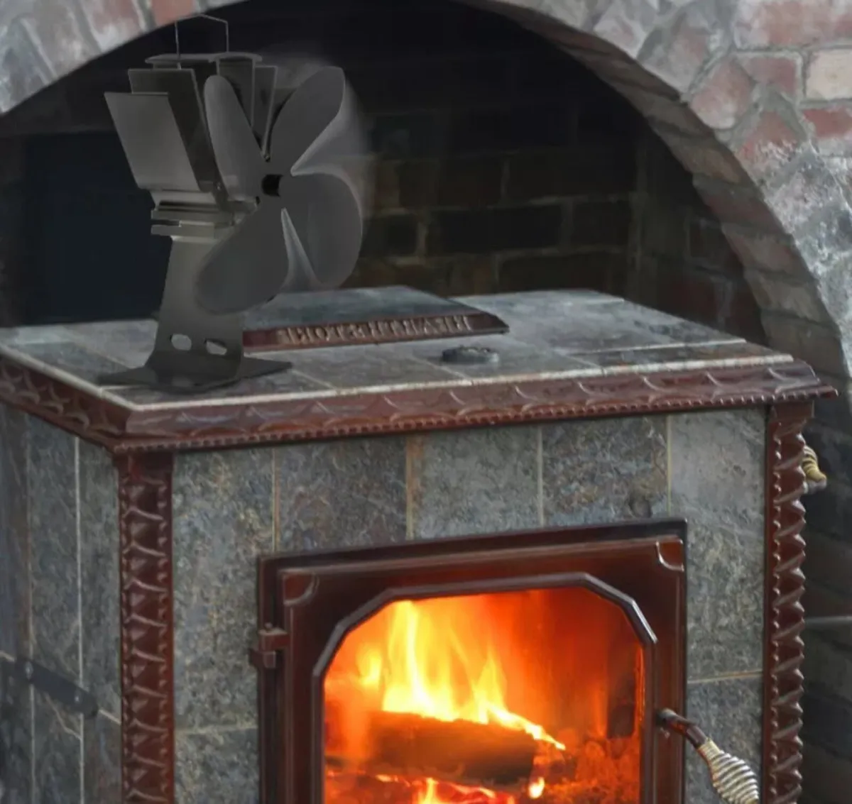 4 Blade Stove Top Fan with Temperature Gauge NEW - Image 2