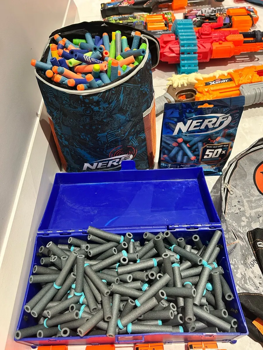40 NERF & XSHOT Guns, Nerf Scooter, GunRack & Ammo - Image 3