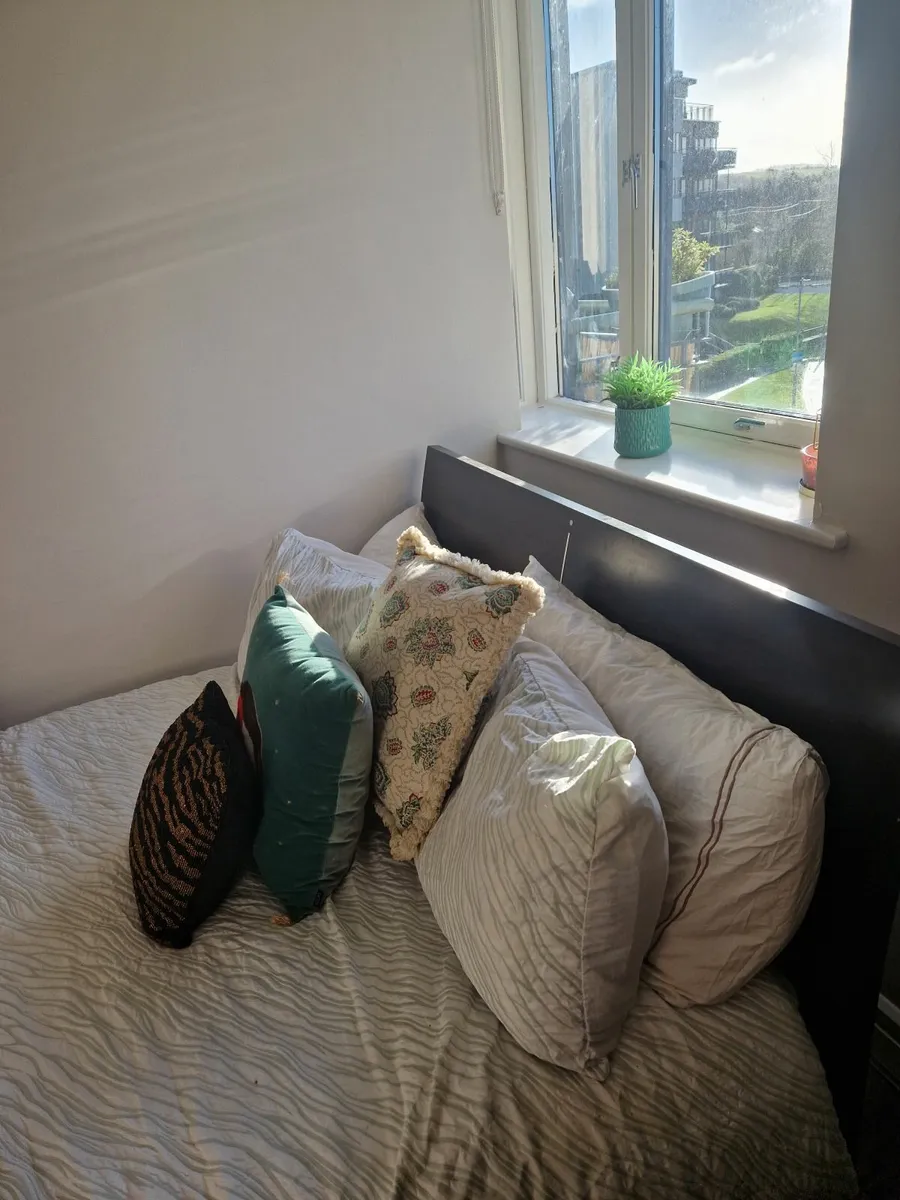 Dark oak double bed frame and Emily mattress - Image 3