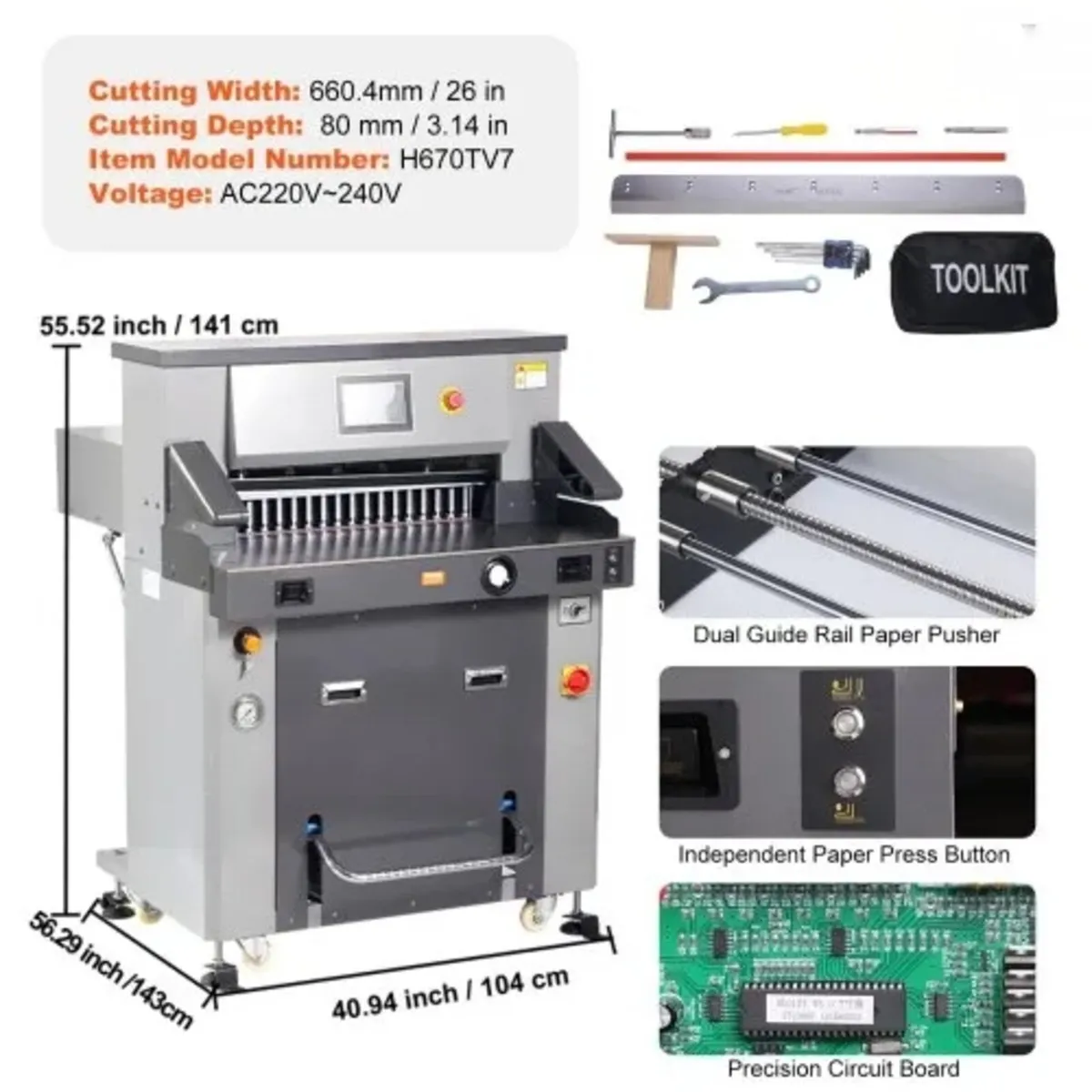 Electric Hydraulic Paper Cutter 660.4 mm Cutting W - Image 4