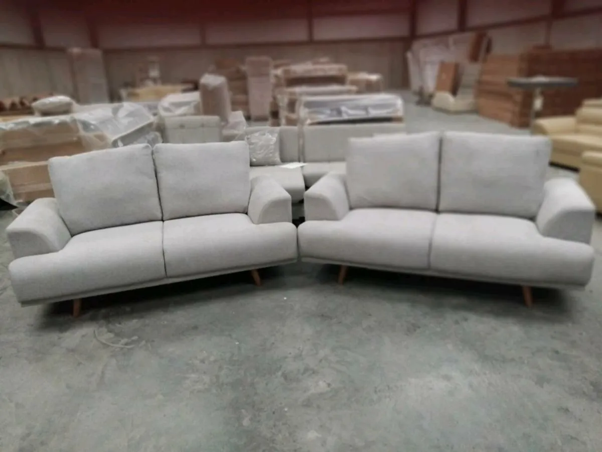 2 x2 seater grey fabric sofàs 6ft brand new u