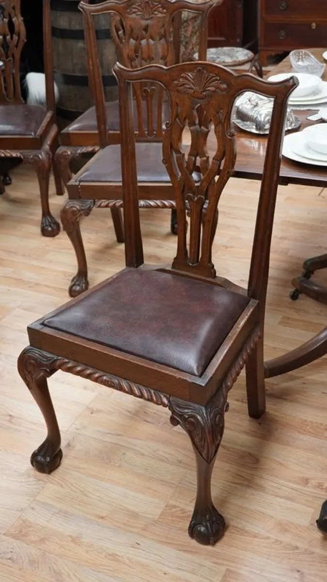 Edwardian Chippendale-Style Beech Dining Chairs - Image 3