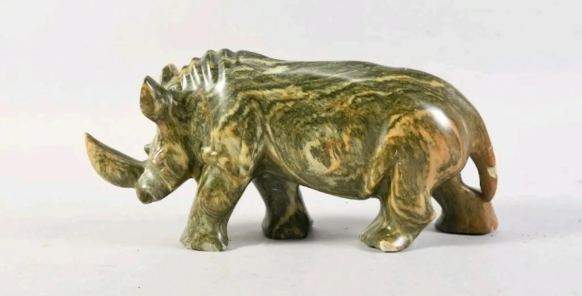Large handcarved stone Rhino statue - Image 1