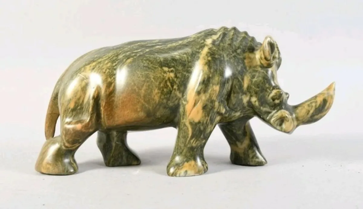 Large handcarved stone Rhino statue - Image 2