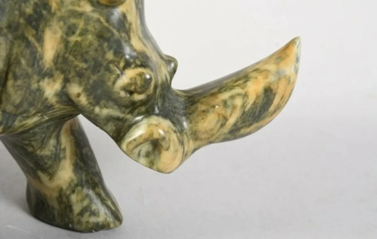 Large handcarved stone Rhino statue - Image 4