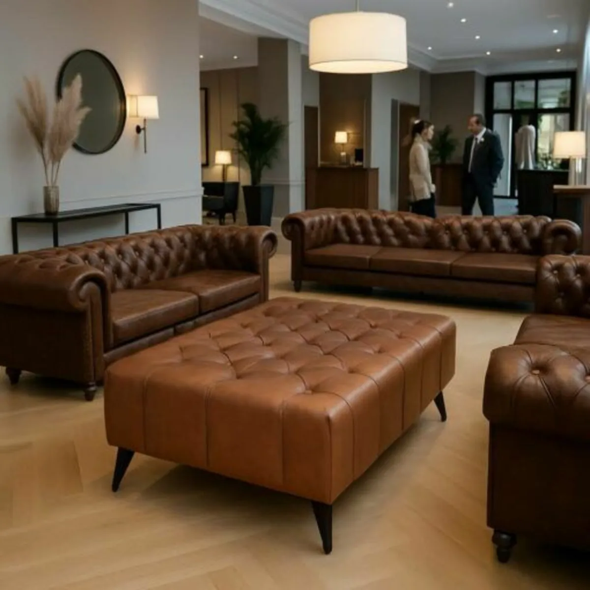 Footstool bench pouffe eco leather - Image 1