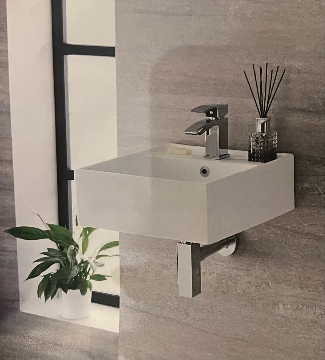 Milano Dalton White Modern Square Wall Hung Basin - Image 1