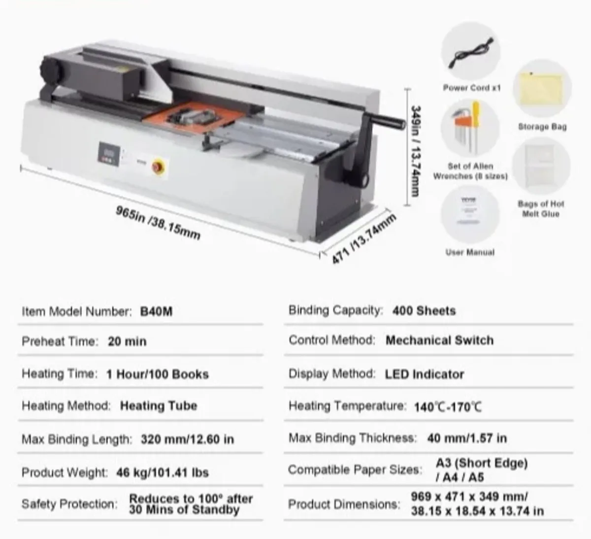 Thermal Binding Machine, 400 Sheets Capacity Hot G - Image 3
