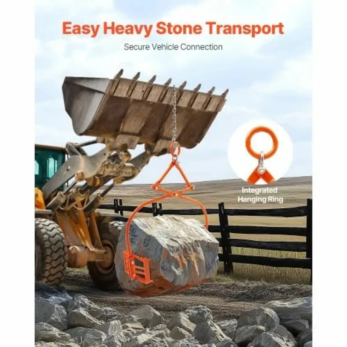 24in Stone Lifting Tongs, 2-Claw Rock Tongs, Heavy - Image 4