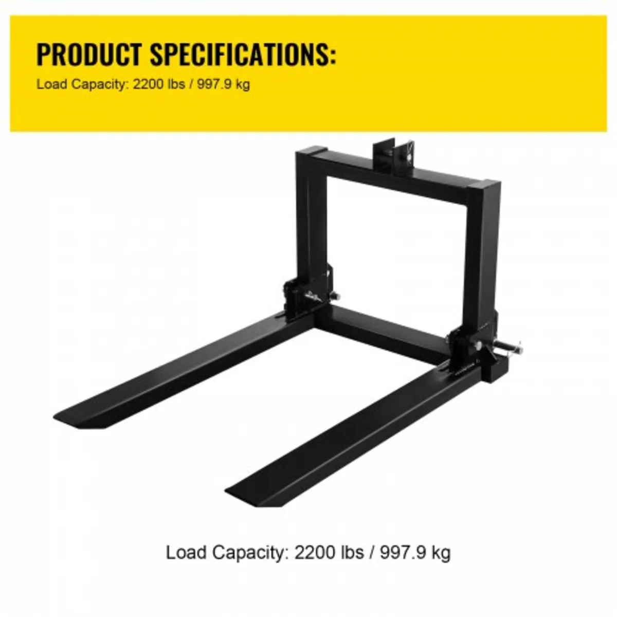 3 Point Hitch Pallet Fork 907.2 kg, Fork Attachmen - Image 3