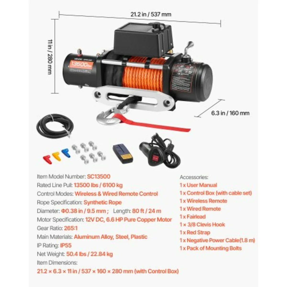 Electric Winch Truck 6123.5 kg Synthetic Rope Wate - Image 4