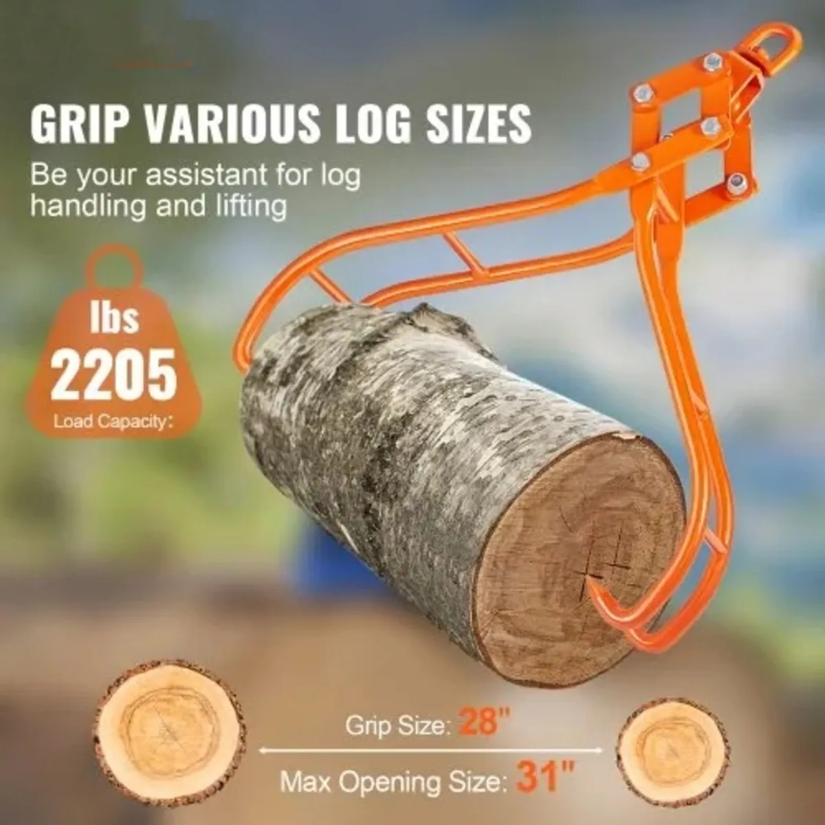 Timber Claw Hook, 28 inch 4 Claw Log Grapple for L - Image 2