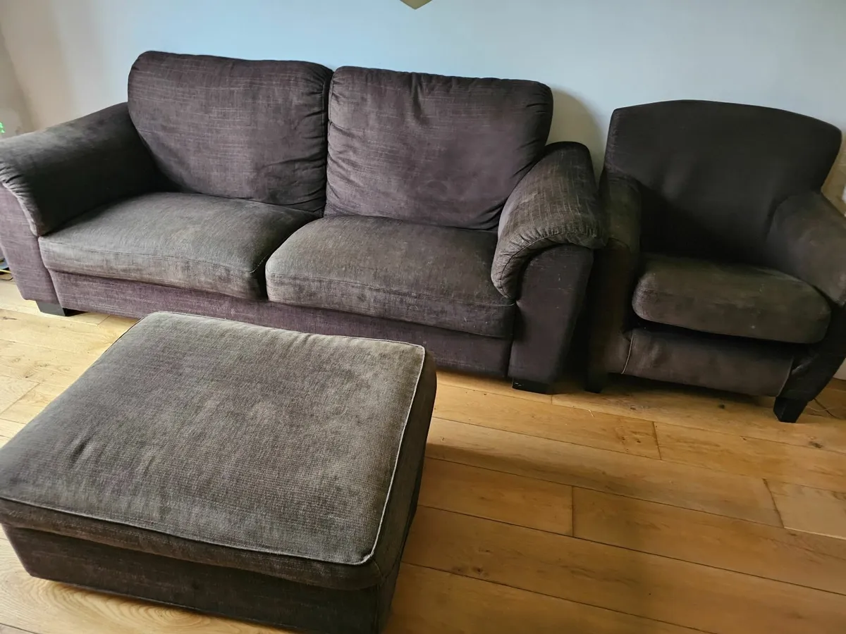 3 seater couch, armchair and footstool with storag - Image 4