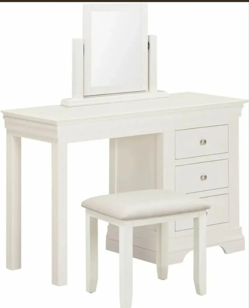 Bordeaux 3 Drawer Dressing Table Set Ivory - Image 2