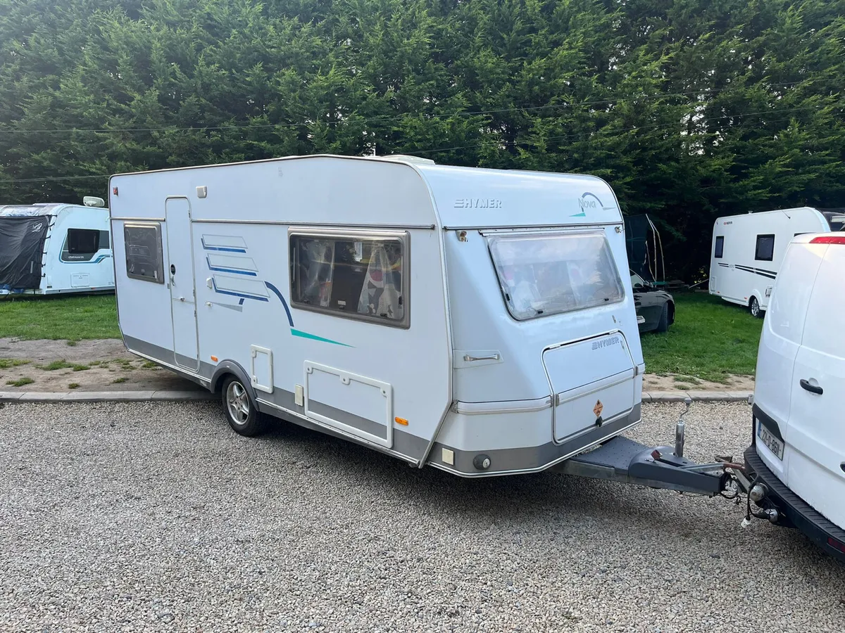 RARE Hymer 4 Berth Fixed Single Beds Caravan - Image 1
