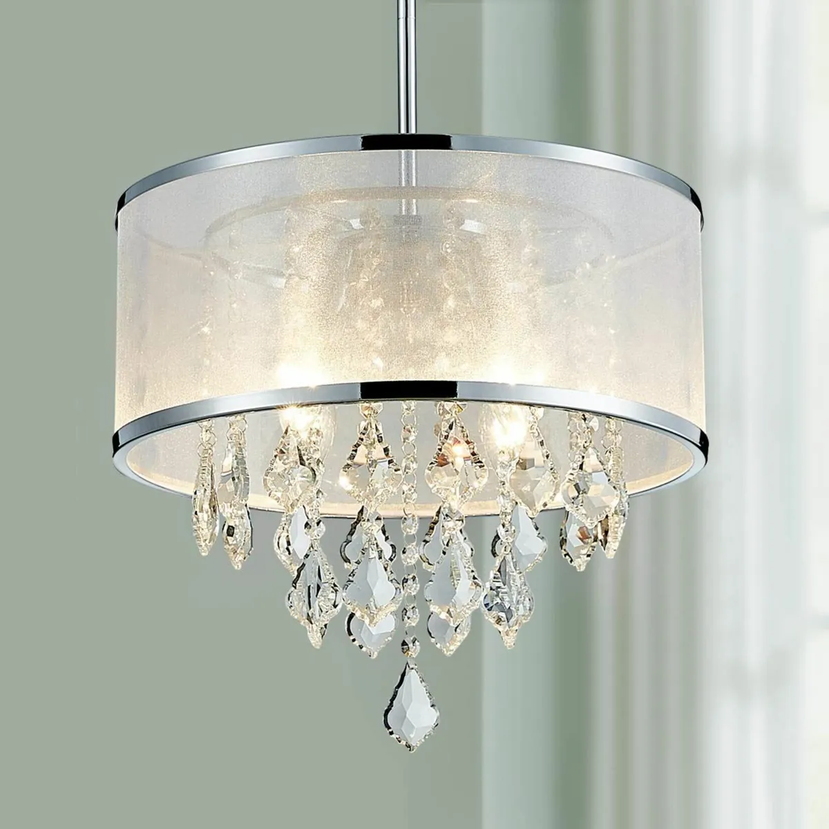 Modern Pendant Crystal Drum Chandelier Lighting - Image 3