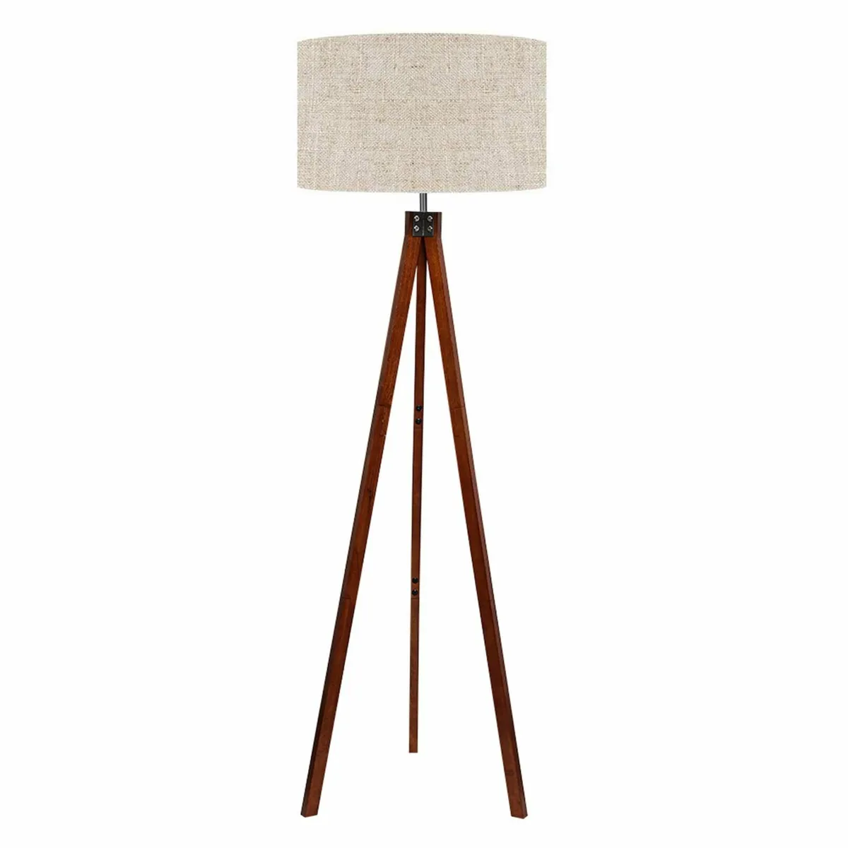 Wood Tripod Floor Lamp Mid Century Standing - Image 1