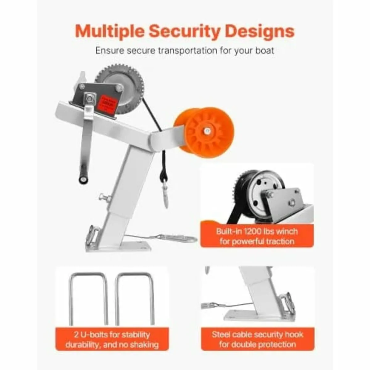 Boat Trailer Winch Stand with Roller, 544 kg Winch - Image 2