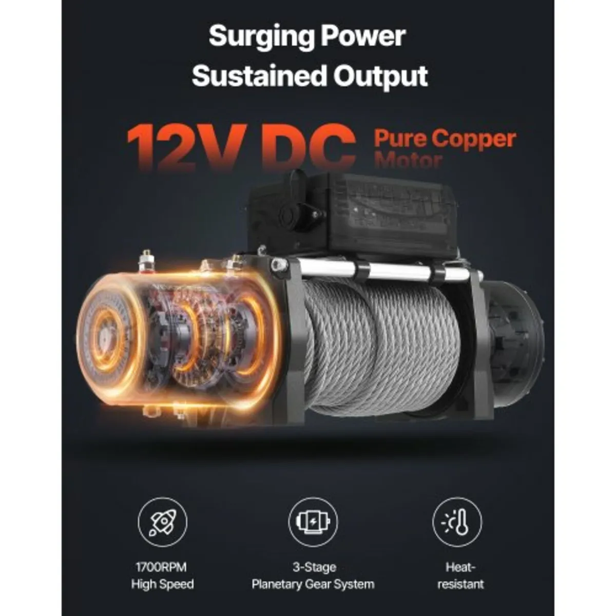 Electric Winch, 6100 kg Load Capacity, 12V DC Truc - Image 2