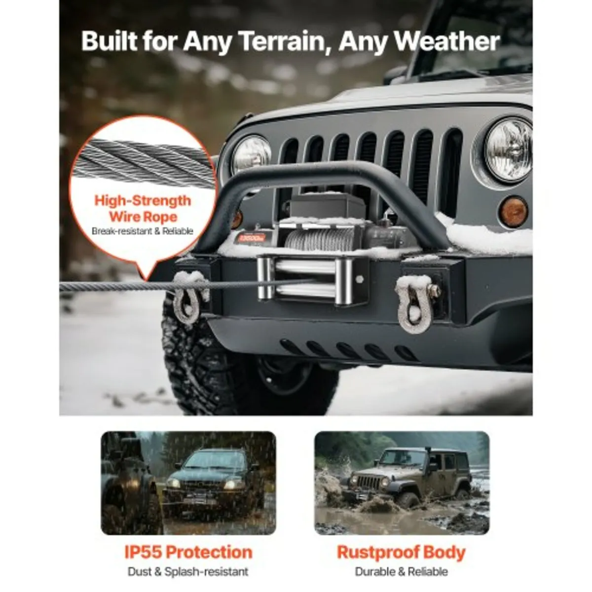 Electric Winch, 6100 kg Load Capacity, 12V DC Truc - Image 4