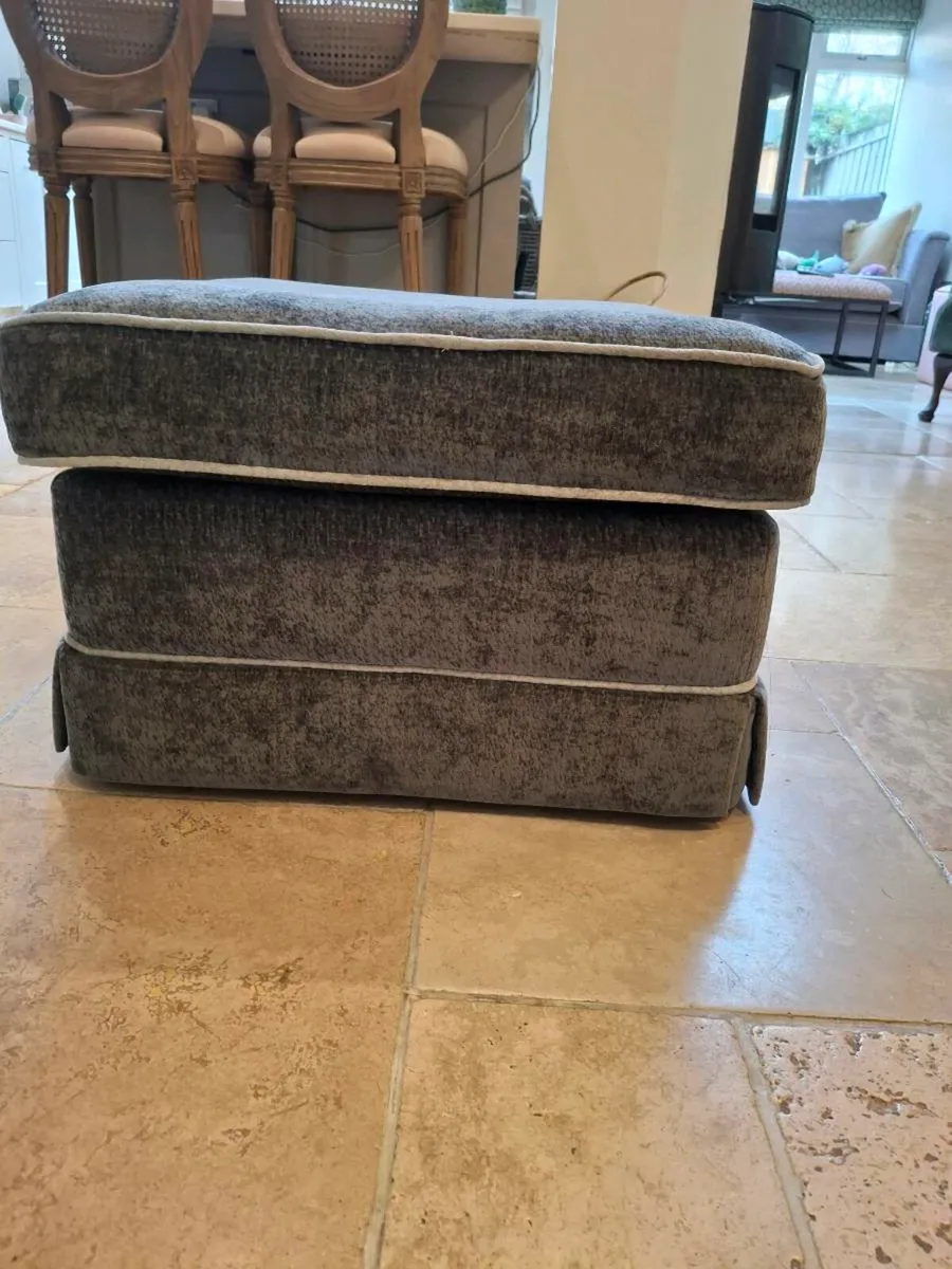 Grey Velvet Footstool - Image 2