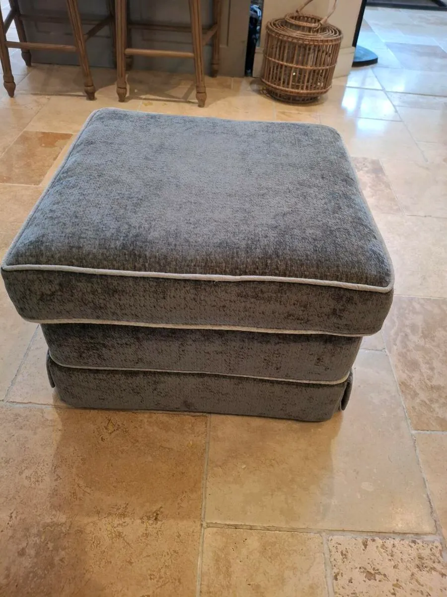 Grey Velvet Footstool - Image 3