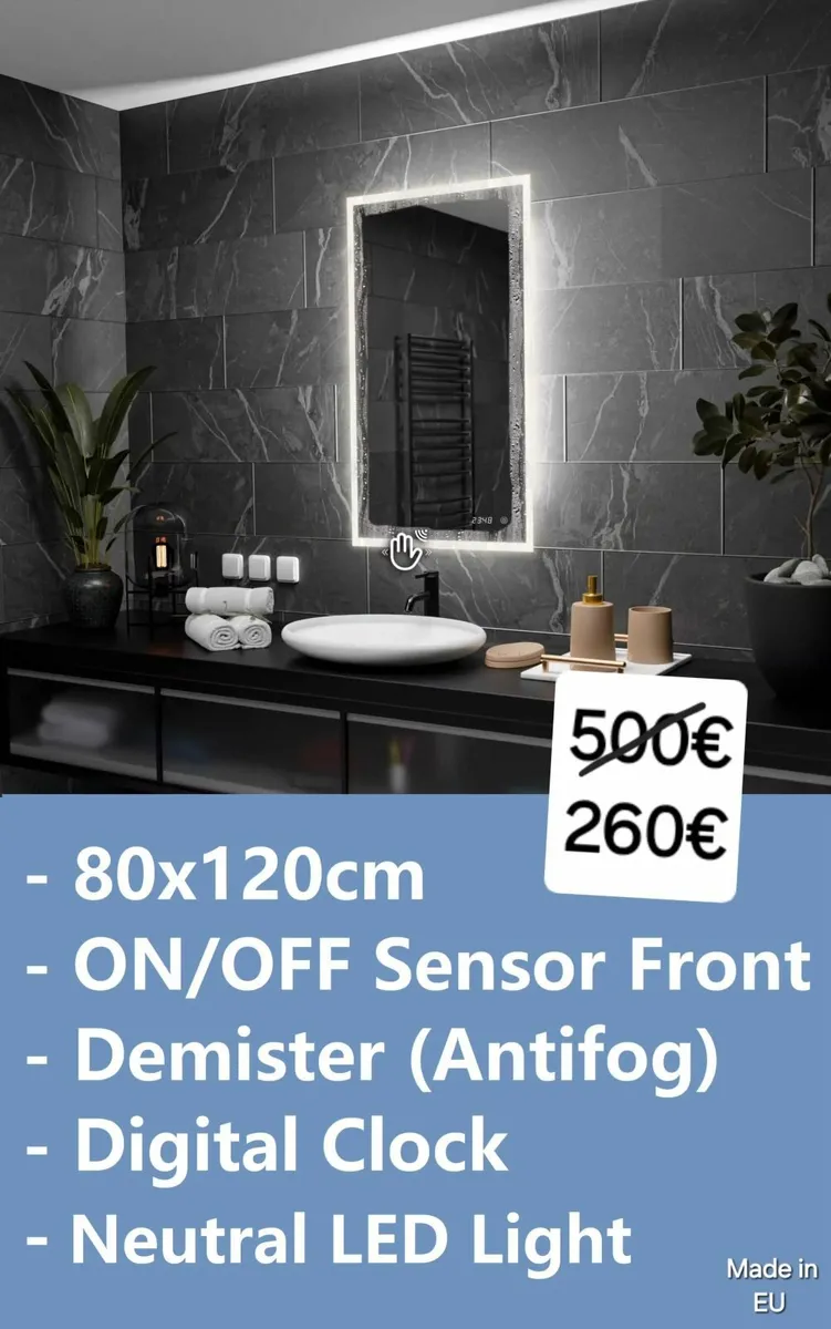 LED Bathroom Mirror Demister Antifog - Image 1