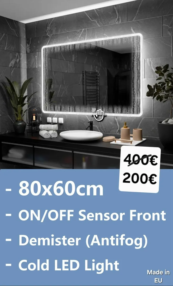 LED Bathroom Mirror Antifog Demister - Image 1