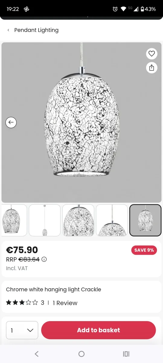 4 Pendant crackle glass effect - Image 1