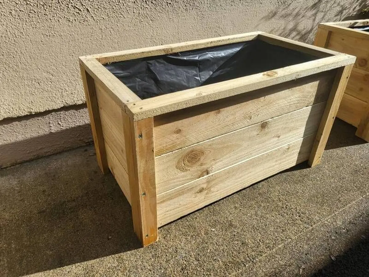 Medium Rectangular Planter Flower Planter Wooden Planter - Image 1