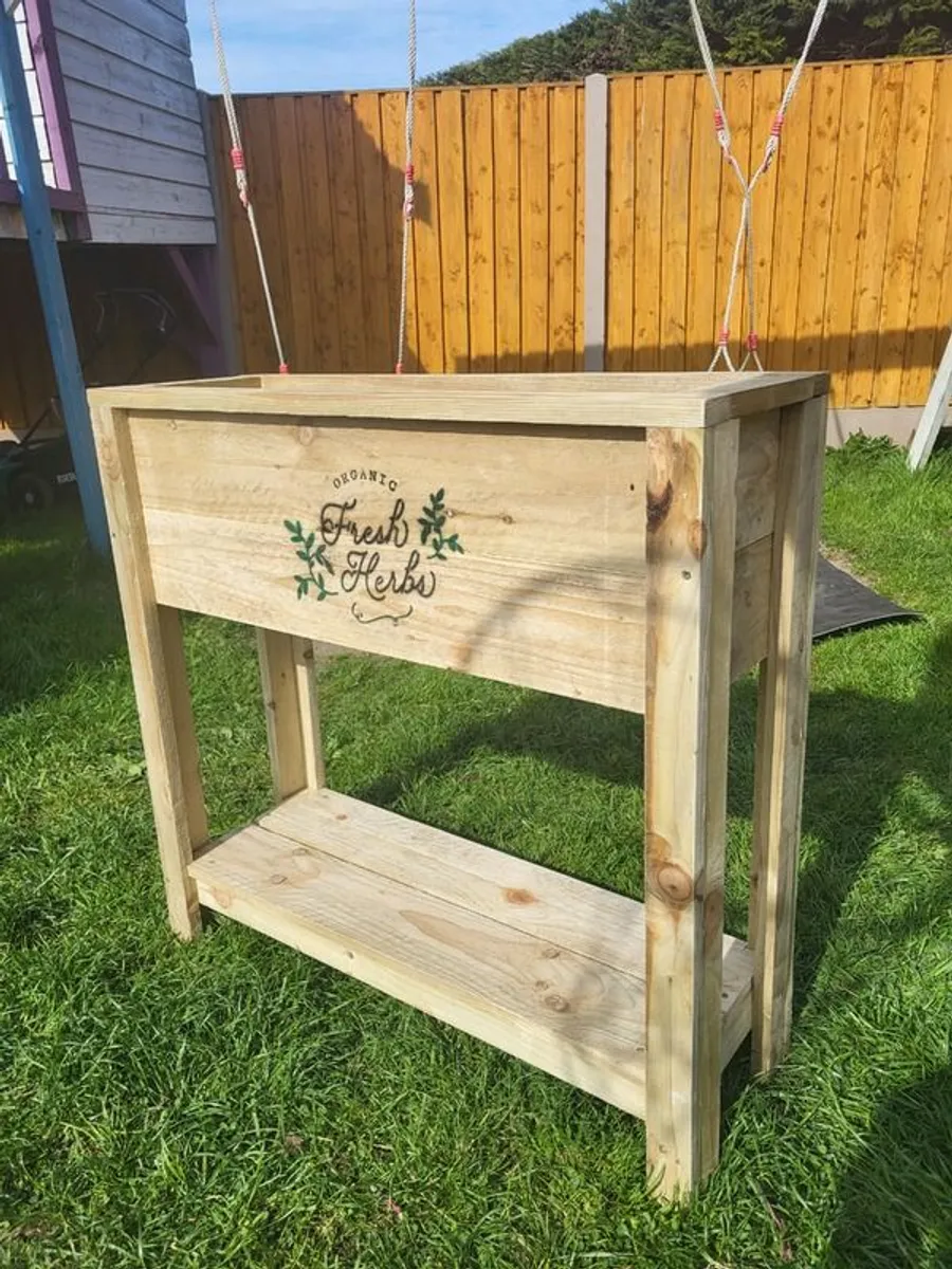 Rustic Herb Planter Raised Planter Flower Planter Raised Vegetable Planter - Image 1