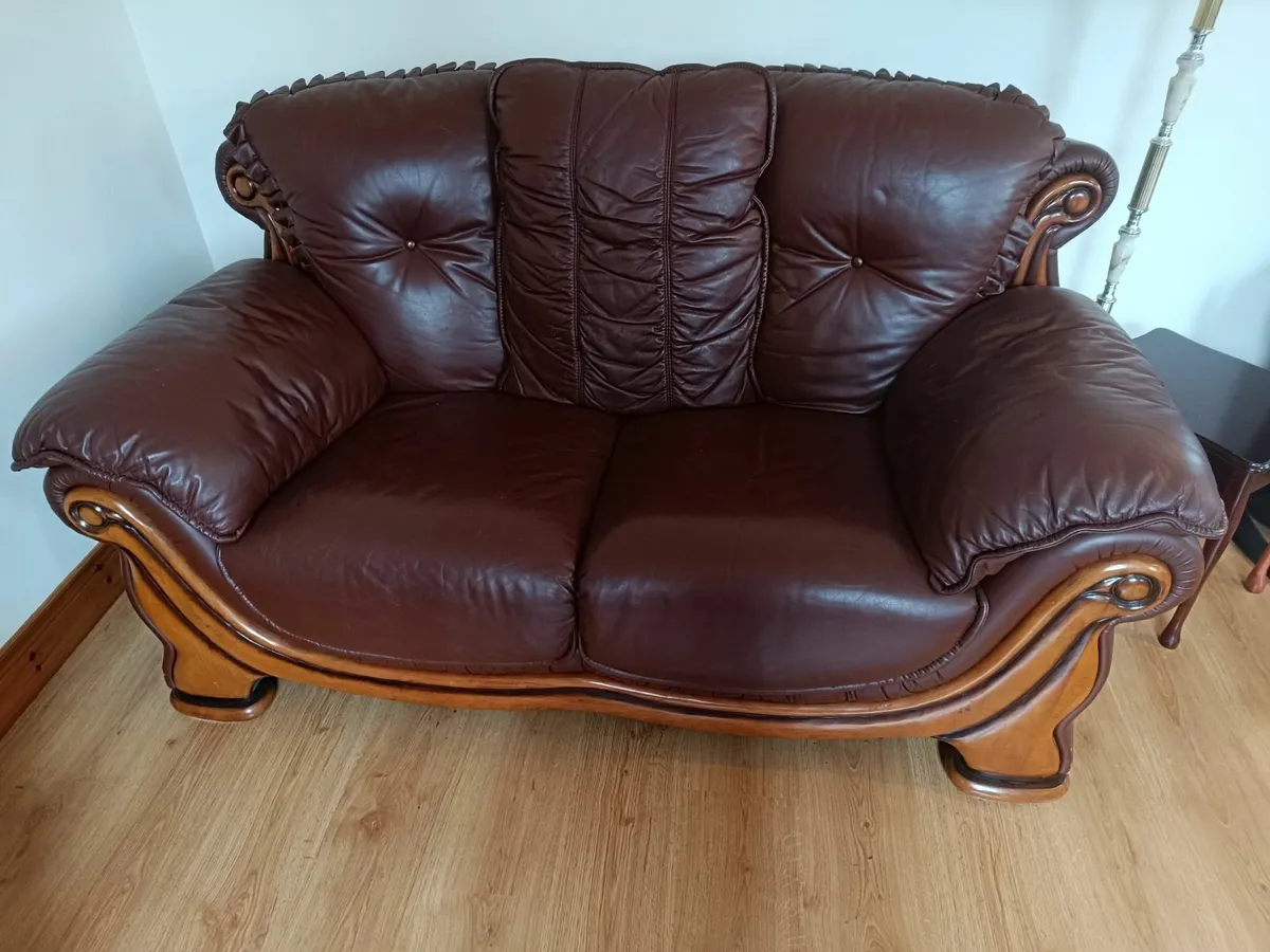 Vintage brown leather couch - Image 1