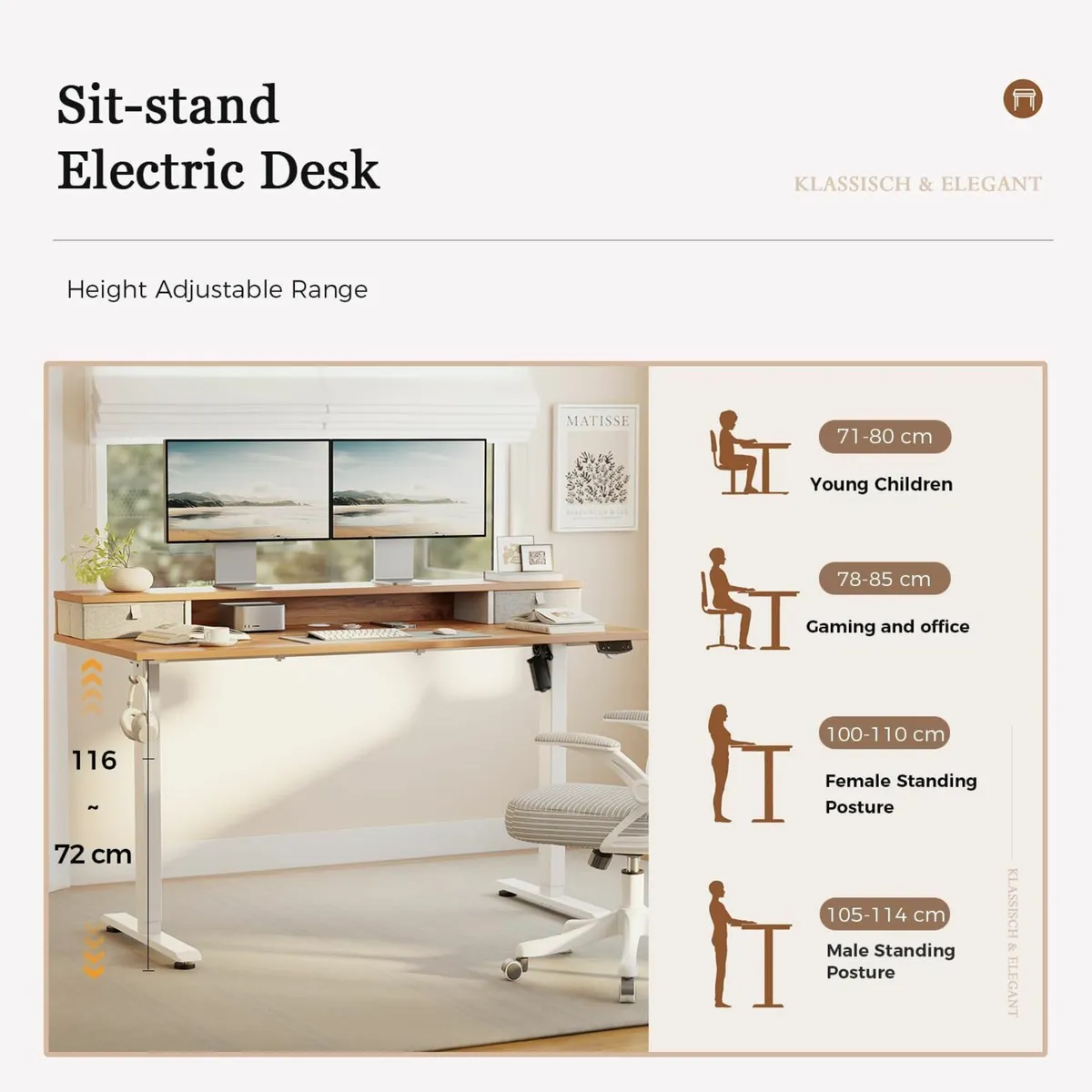Height-Adjustable Desk with Double Drawers - Image 3