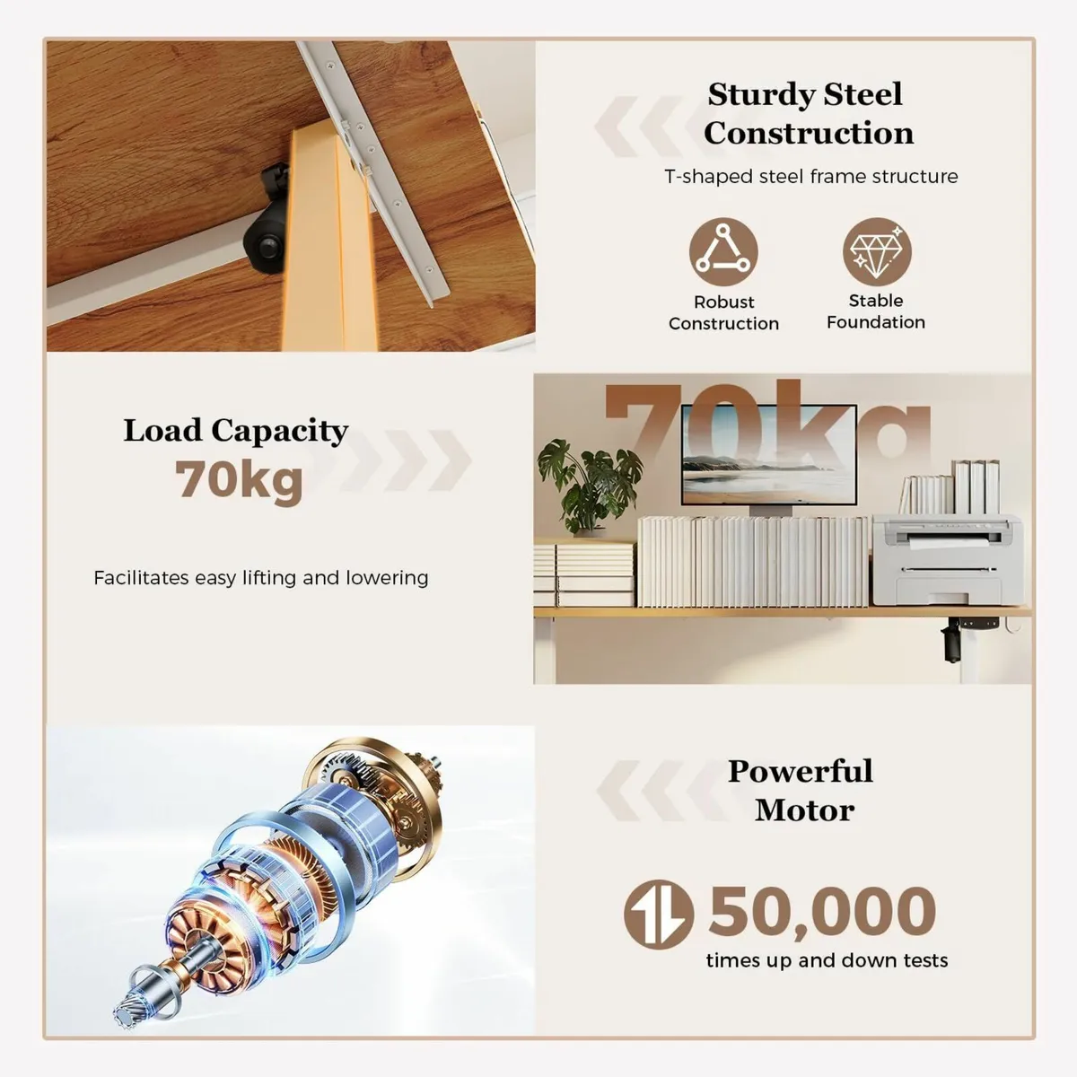 Height-Adjustable Desk with Double Drawers - Image 4