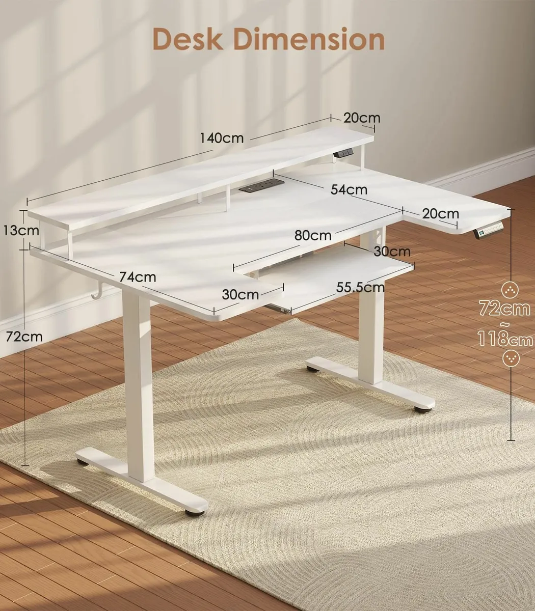 U-Shaped Electric Standing Desk with LED Lights - Image 2