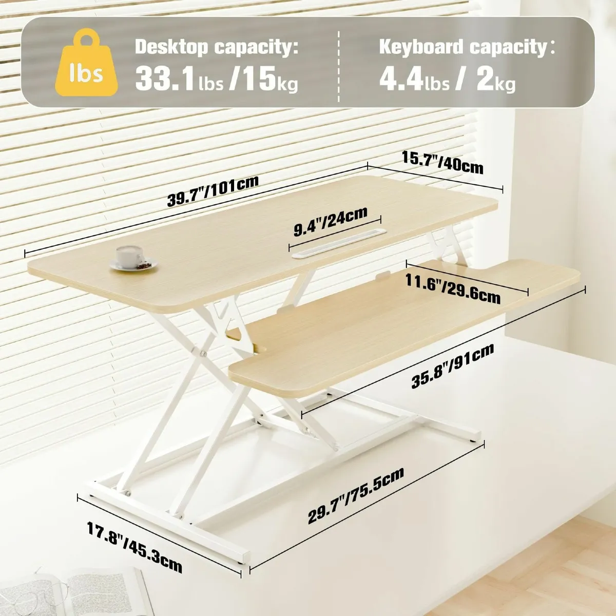 Height Adjustable Standing Desk Converter -101cm - Image 3