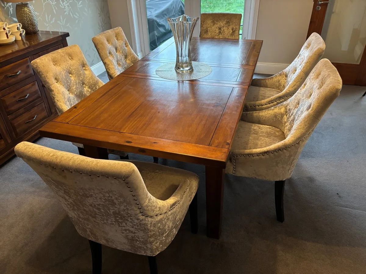 6 crushed velvet dining chairs - Price per chair - Image 1