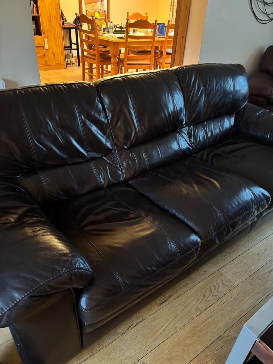 Dark Brown Leather Sofa - Image 4