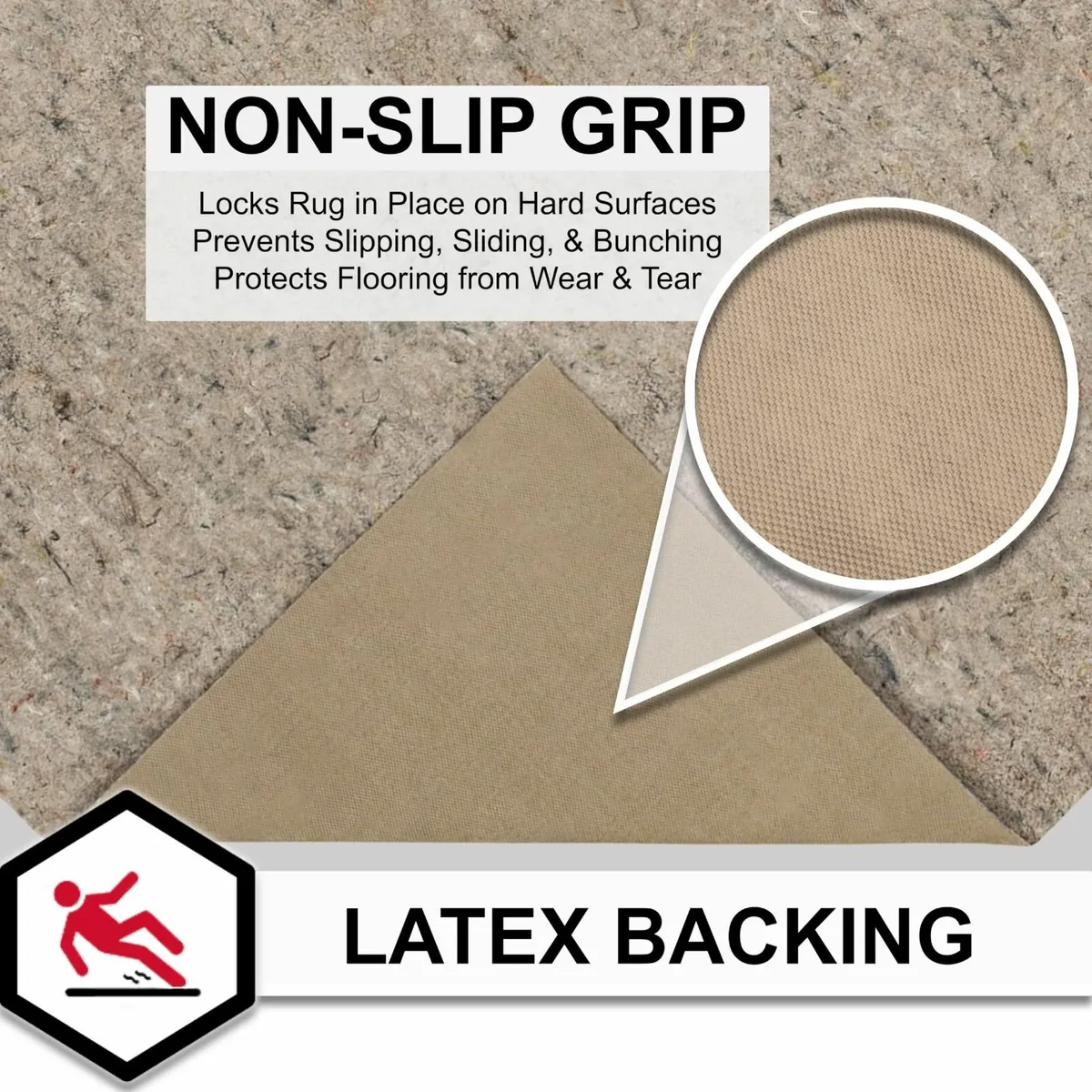 5' x 8' Non Slip Rug Pad Gripper 1/4 Thick Dual - Image 4
