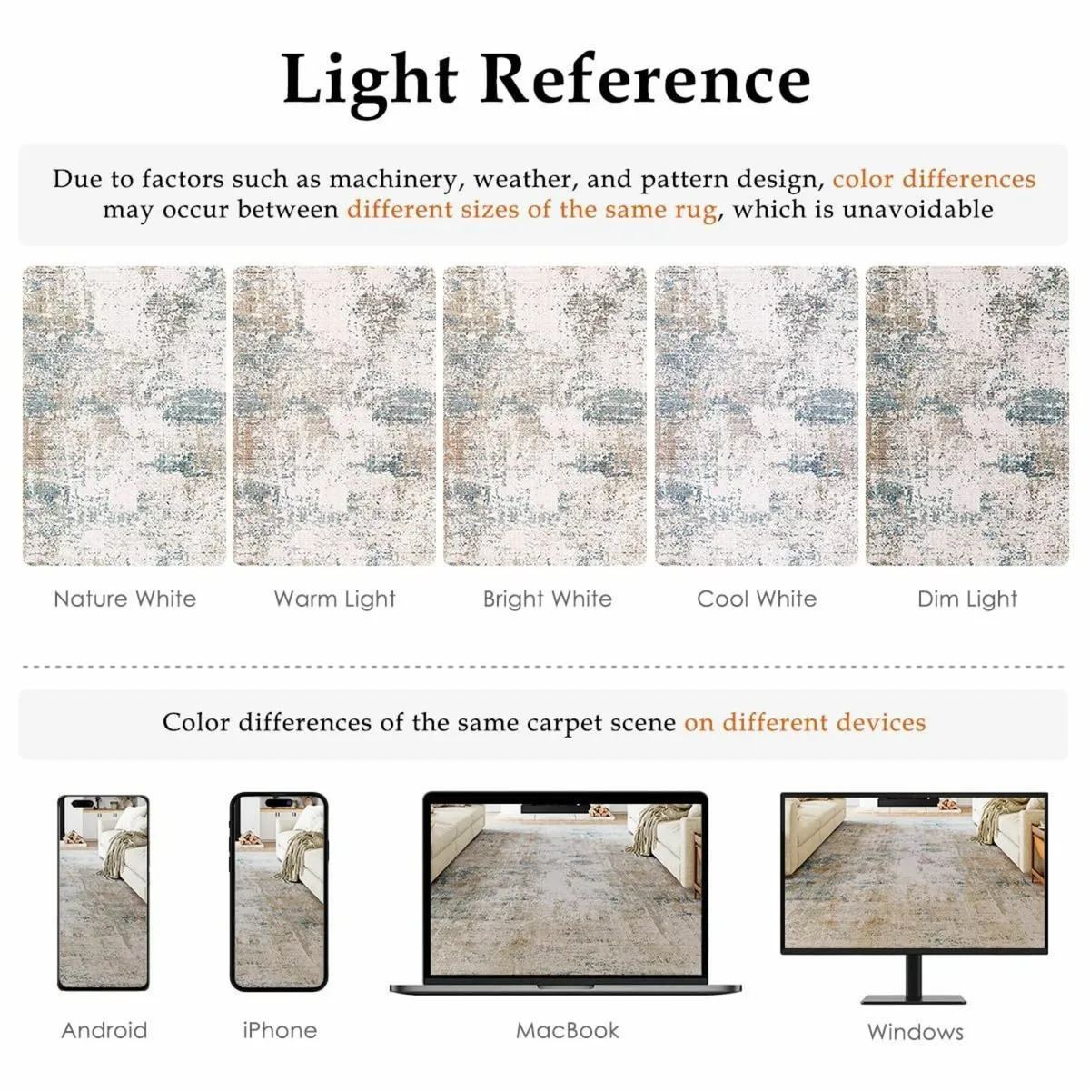 Washable Rugs Living Room Rug 180x270cm Beige - Image 2