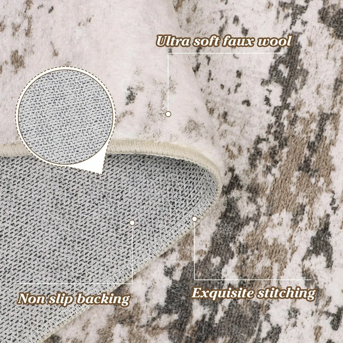 Washable Rugs Living Room Large 160x230cm Taupe - Image 3