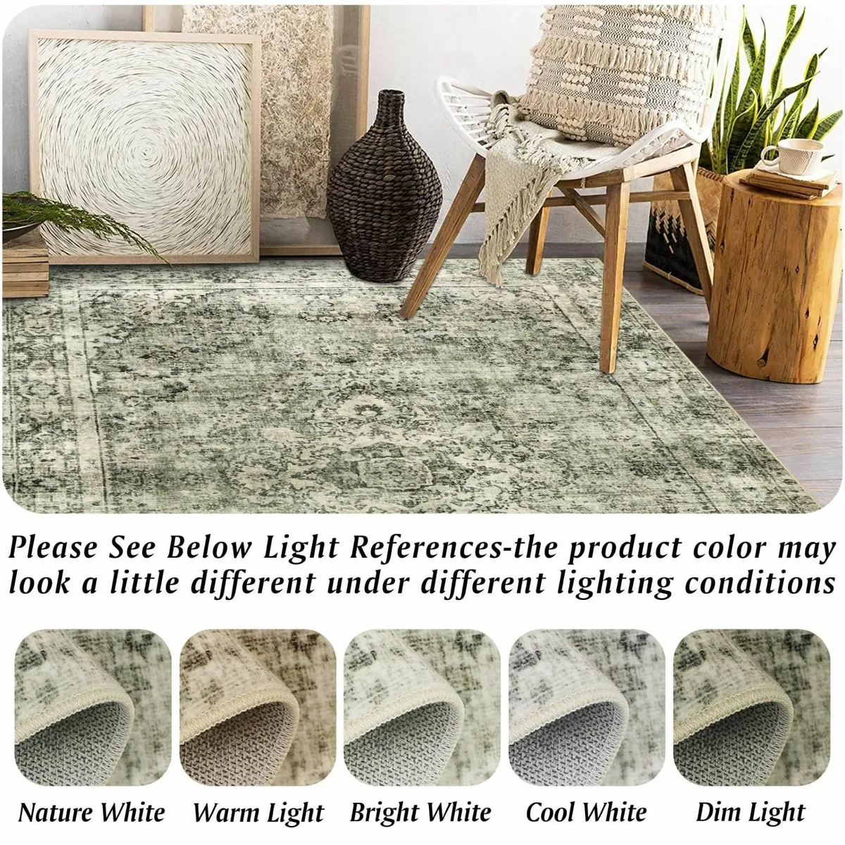 Living Room Rugs Extra Large Green 200x290cm - Image 4