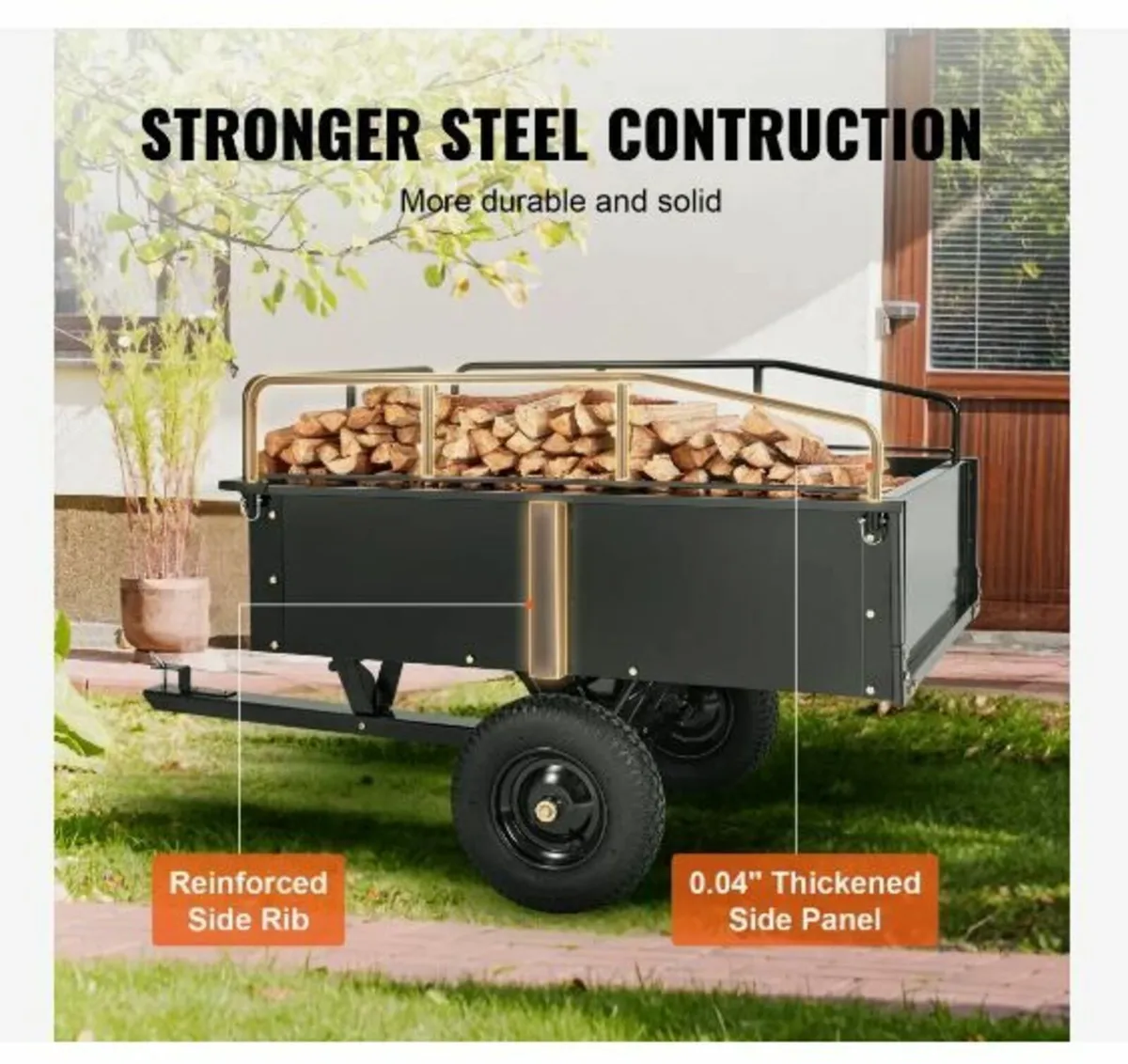 Heavy Duty ATV Trailer Steel Dump Cart - Image 3