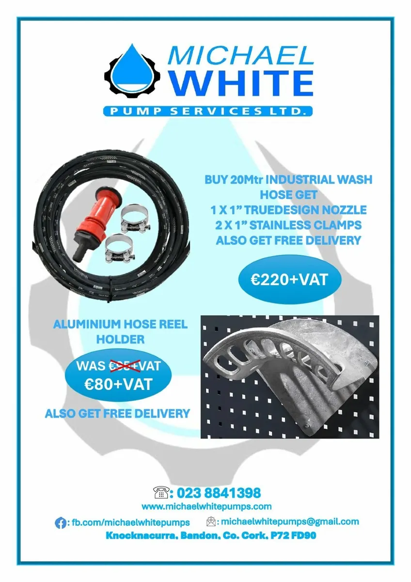 Industrial wash Hose with nozzle, Hose Reel Holder