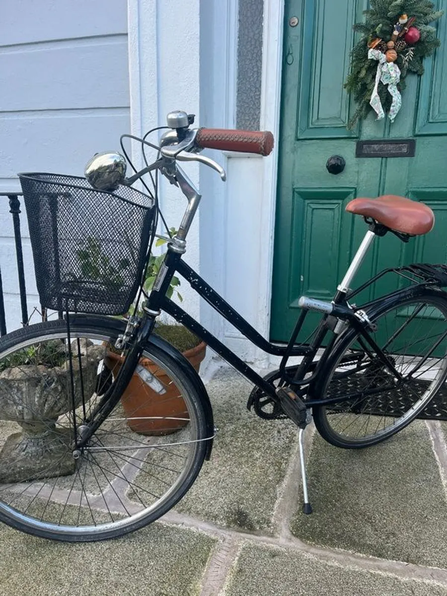 Classic Black Ladies Bicycle with basket and lock - Image 1