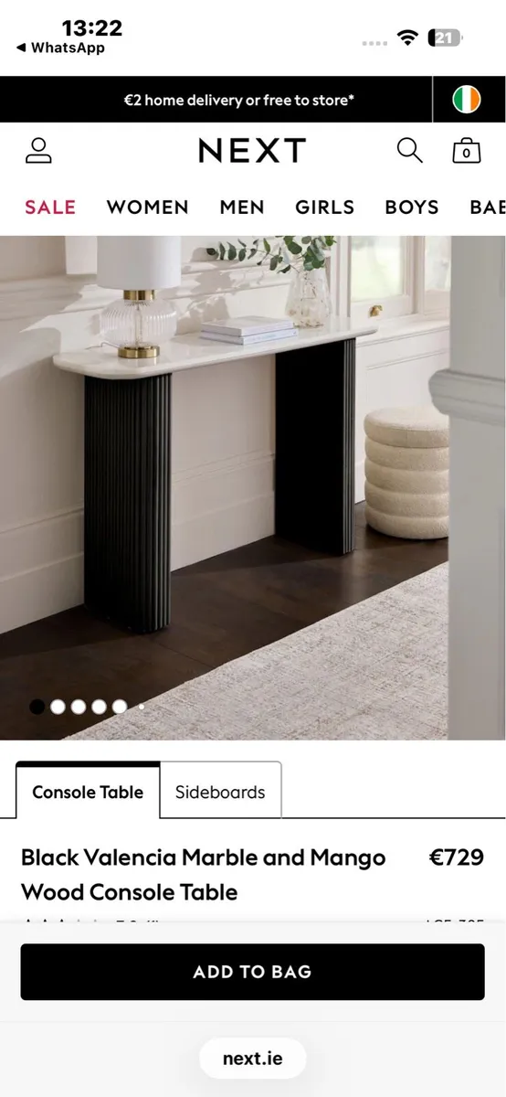 Marble and mango wood sideboard table - Image 1