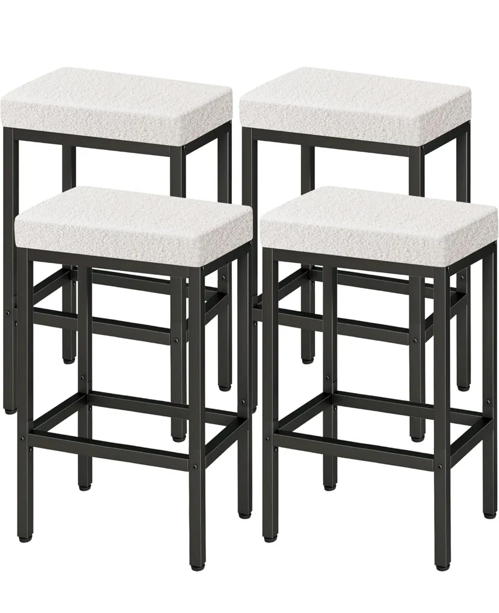 66 cm Bar Stools Set of 4, White Breakfast Barstoo - Image 3