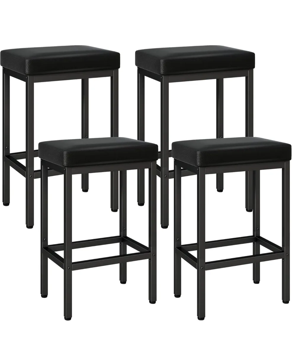 66 cm Bar Stools Set of 4, Black Breakfast Barstoo - Image 3